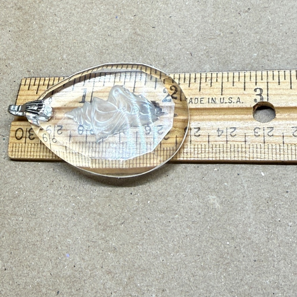 Vintage Hallmark Lead Crystal Frosted Seashell Teardrop Pendant Charm No Chain - Picture 5 of 6